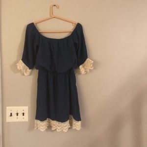 Deep sea blue stunning dress with lace